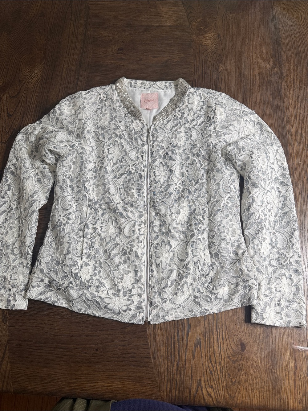 Candies  Rowley White Floral Lace Bomber Jacket Medium